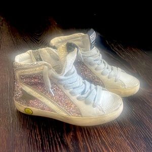 Golden Goose girls sparkle glitter high top sneakers size 25 - like new